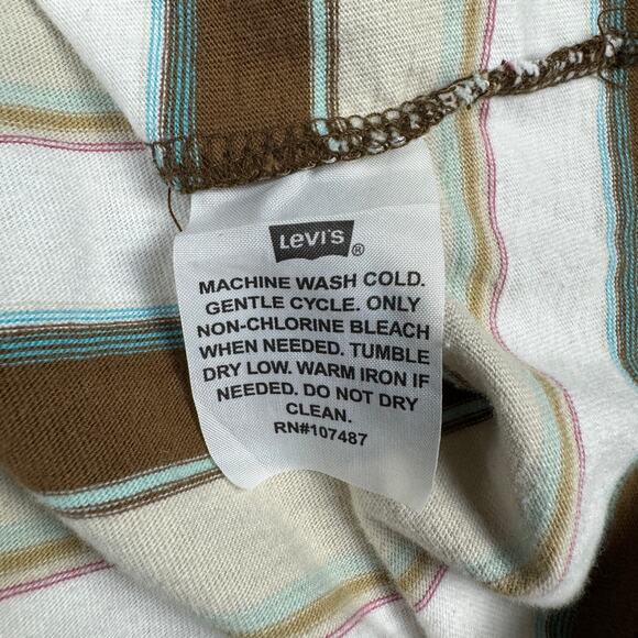 Vintage Levi’s‎ Polo Shirt Men’s Large Brown White Striped Y2K Made in Pakistan - Picture 7 of 10